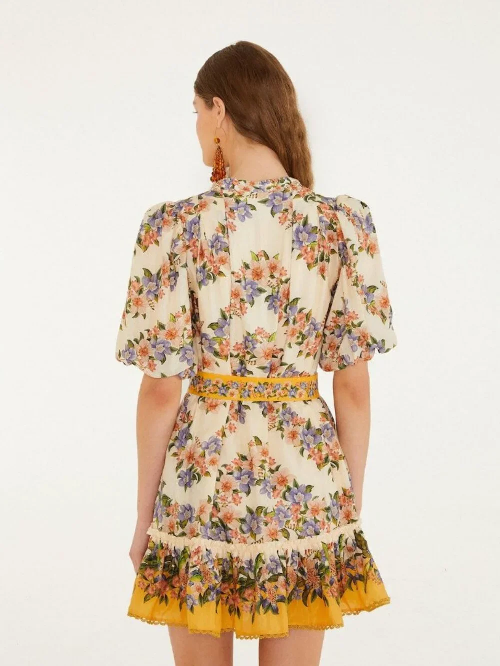NWT Farm Rio Sand Hilo Belted Short-Sleeve Mini Dress Size M - Picture 2 of 4